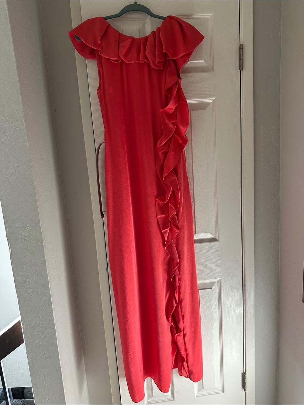 BCBGMaxAzria Coral Pink Ruffle Dress